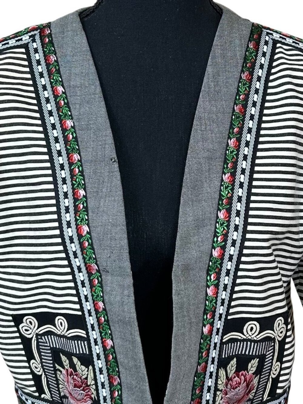 Ala Bonne Renommee Paris Art To Wear Striped Cropped Jacket Size S - Picture 6 of 11